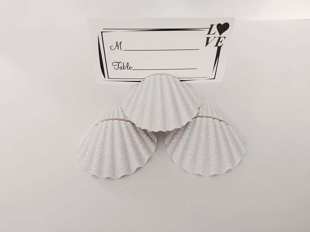 10 Pcs Table Card Holder - White Shell Conch Place Card Holders for Dinner, Wedding, Birthday, Farmhouse Gathering Decorations