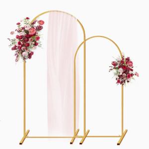 Metal Arch Backdrop Stand Wedding Arch Backdrop Stand, Set of 2 Gold Metal Arch Backdrop Stand, Wedding Arch Frame for Wedding Birthday Party Baby Show