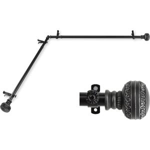 Rod Desyne 13/16" Ornament Corner Window Rod, 66-120 inch, Black
