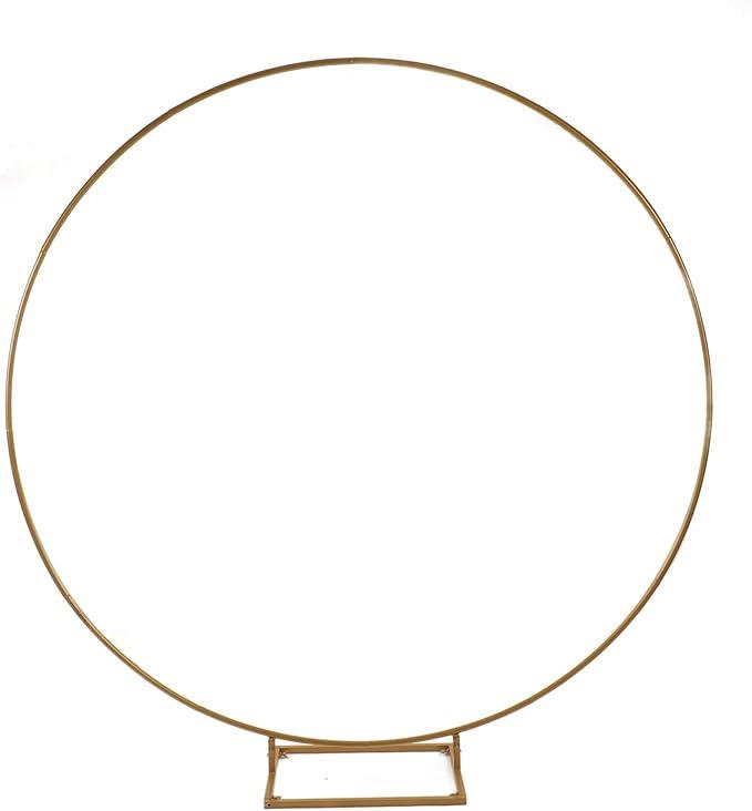 Gold Round Backdrop Stand, Round Backdrop Stand, Stable Enlarged Base Iron Circle Arch Frame for Wedding Party Lawn Decoration, Circle Arch Kit for Birthday, Wedding, Graduation, Photo Background Party