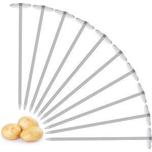 Newtay 12 Pcs Potato Baking Baked Nails, Stainless Steel Potato Baking Rods Gadgets Heating Core Grill Spikes Tools and Accessories for Kitchen, Silver