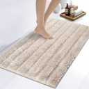 Washable Bathroom Rug 20" x 30", Extra Soft Bath Mat, Absorbent and Non Slip Bath Rug for Shower, Bathtub, Sink, Floor (Beige)