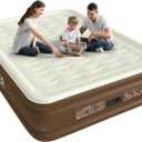 Air Mattress Queen with Built-in Pump,Leakproof Blow Up Mattress with Flocked Top,3 Mins Inflatable Mattress for Home&Guests,Thicken Queen Air Mattress, Waterproof Air Bed with Carry Bag