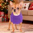 Dog Sweaters for Small Dogs Warm Dog Clothes Winter Chihuahua Clothes Girl Boy Puppy Sweater Cable Knitted Doggy Coat Soft Mini Dachshund Sweater with Turtleneck Pullover Design(D-Purple, X-Large)