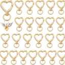 Heart Keychain Clip with Swivel Clasps Hooks Cute Silver Heart Shaped Carabiner Clasp Zinc Alloy Snap Keychain Hook Backpack Clips for Handbag DIY Making Hanging Buckle (24 Gold)