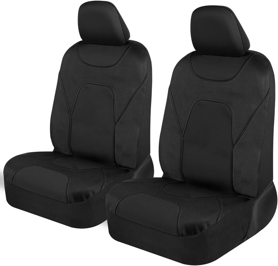 Motor Trend AquaShield Waterproof Front Seat Covers, Black Seat Covers for Cars Neoprene Front Car Seats Cover, SUV Seat Covers Protector - Car Interior Cover for Auto, Trucks, & Dog Owners
