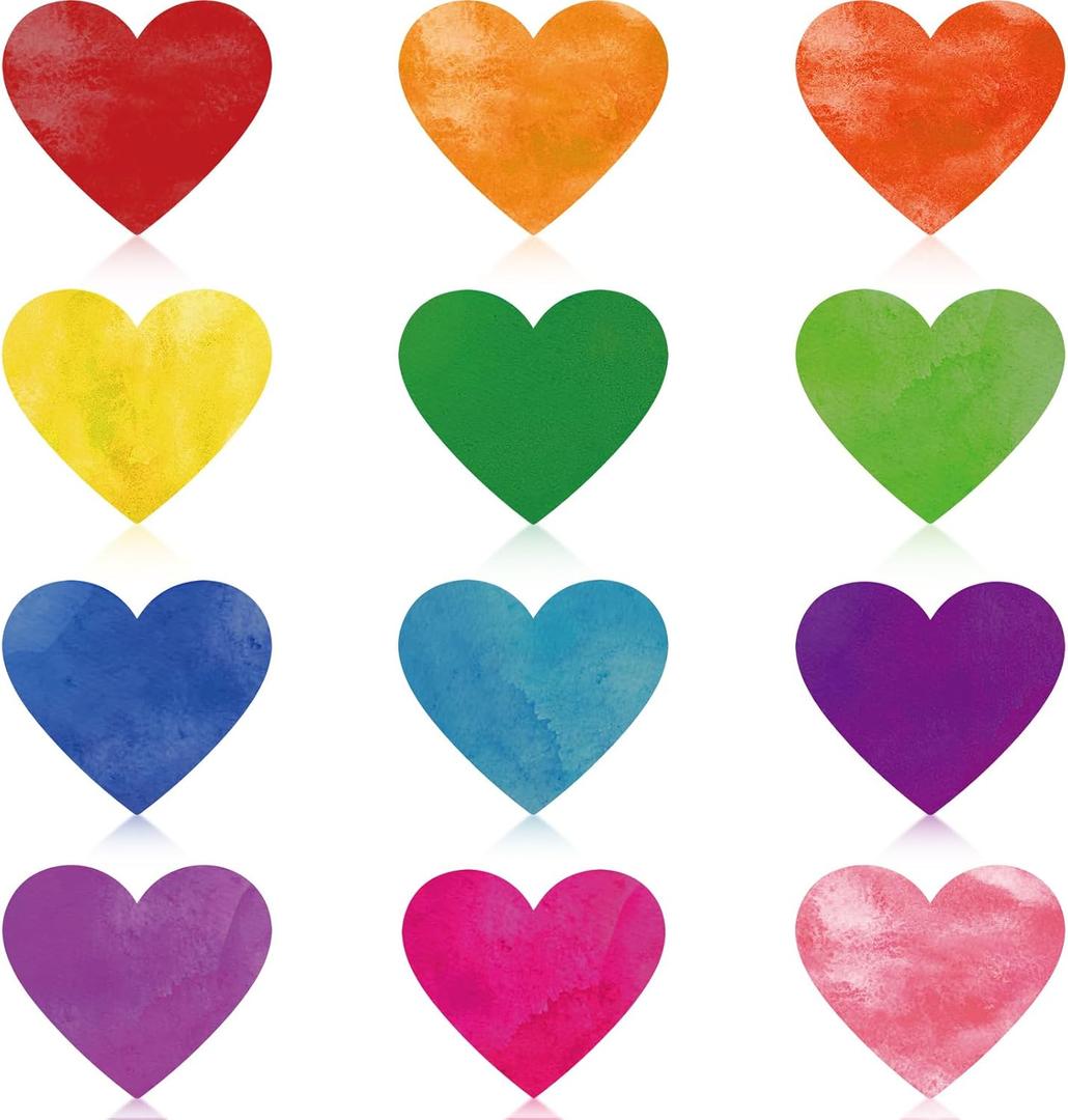 Tenare 72 Pcs Heart Paper Cutouts Watercolor 5.5 Inch Large Heart Shaped Cut Outs Bulk Decorations for Classroom Bulletin Board Wedding Baby Shower Party Decor Cardstock DIY Craft