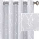 H.VERSAILTEX Blackout Curtains for Bedroom Foil Print Twig Tree Branch Thermal Insulated Grommet Curtains Light Blocking Thick Soft Window Curtains for Living 52 x 63 Inch, 2 Panels, Greyish White