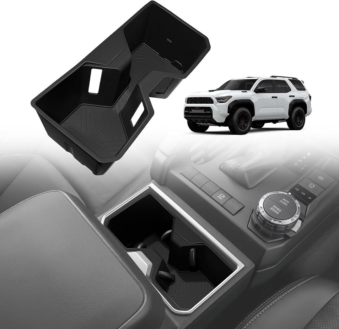 Muslogy Center Console Cup Holder for 2025-2026 Toyota 4Runner Accessories | for 2025-2026 Toyota 4Runner Middle Console Armrest Front Drink Stopper Non-Slip Silicone Rubber Organizer