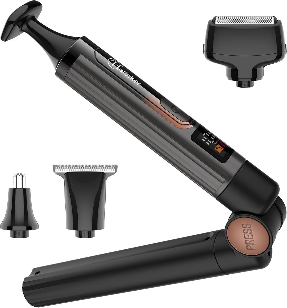 Upgraded Mens Electric Back Shaver Body Grooming kit Body Trimmer Facial,Arm,Chin Beard Trimmer Cordless Hair Clipper with Adjustable Extension Handel Waterproof LED Display