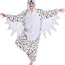 Unisex Owl Costume Halloween Outfit Animal Cosplay Jumpsuit Comfy Flannel Homewear Size XL