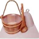 Red Cedar Sauna Bucket and Ladle, with Sauna Hat and Seat Pad, 6L (1.6 Gallons) Wooden Sauna Water Bucket for Sauna Room and Spa Room Sauna Accessory