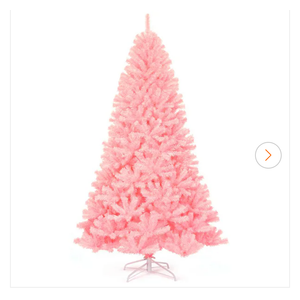 6 ft. Unlit Hinged Artificial Christmas Tree Full Fir Tree New PVC with Metal Stand Pink
