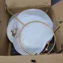 Kanwone 3 Tiered Serving Stand with White Porcelain Plates, 10" Round Tray, Dessert Table Display Set, Gold Metal Stand, Versatile & Durable