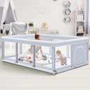 Baby Playpen 74"x50" Play Pens for Babies and Toddlers, Large Play Yards for Indoor & Outdoor with Zipper Gates, Breathable Mesh with Anti-Slip Base (Grey)