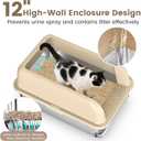 23.6"x16"x12" Stainless Steel Sifting Litter Box with Lid, XL Sifting Litter Box for Pine Pellets Less Tracking, High Sides Metal Litter Tray with Removable Drawer Pan, Anti-Leakage, Easy Cleaning