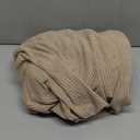 NeColorLife Stretch Ottoman Cover Square Soft Knitted Jacquard Washable Thick Storage Foot Stool Cover for Square and Rectangle Ottomans Khaki Large, Square Large (35"D x 31"W x 14"H)