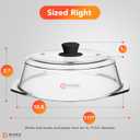 Tall Glass Microwave splatter cover | Sturdy clear 100% food safe BPA free glass lid with easy grip silicone handle | Heavy-duty glass for longer life, Dishwasher safe for easy cleaning - 10.5in