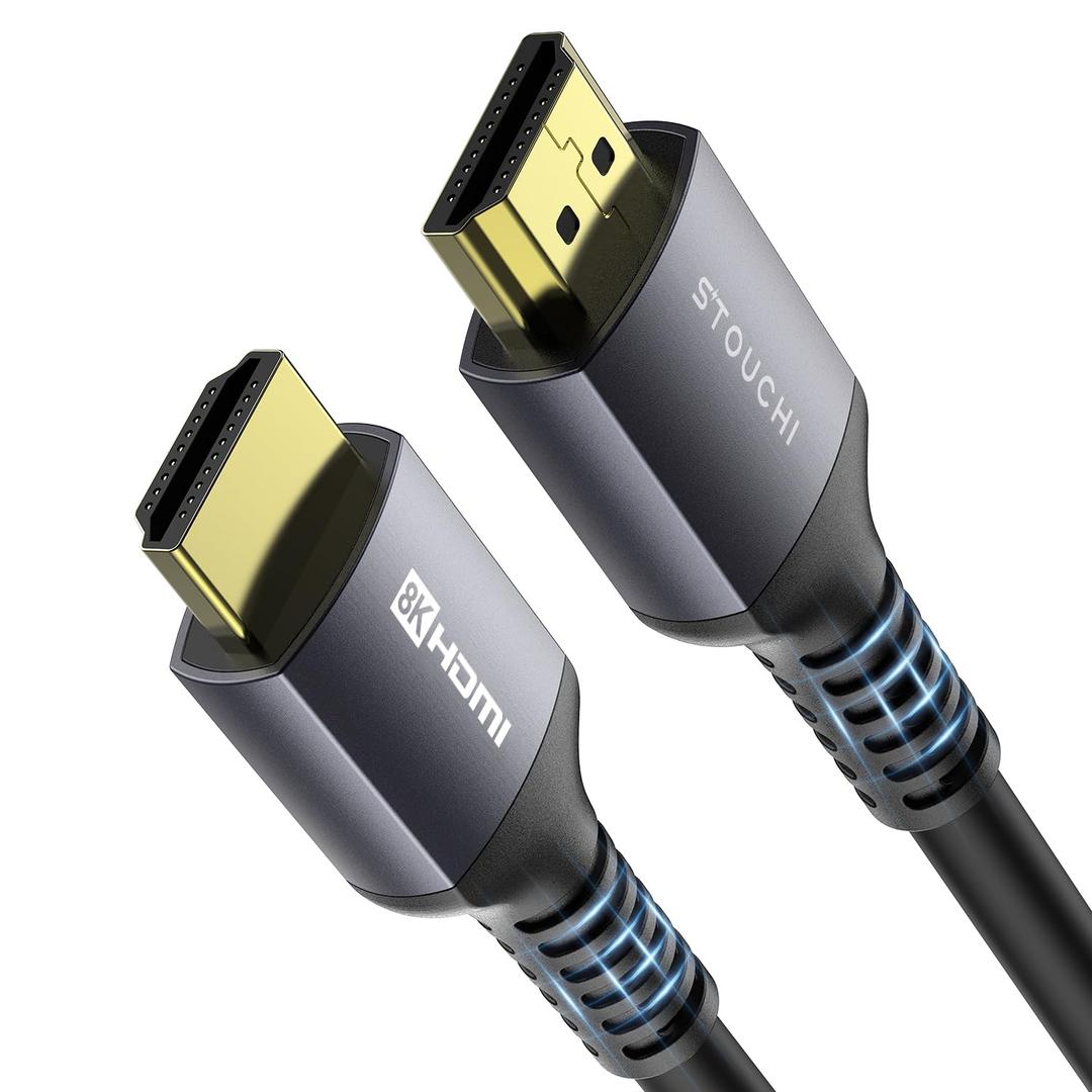 Stouchi 8K HDMI Cable 15FT/5M 48Gbps Ultra High Speed Extra Long HDMI Cord CL3 in-Wall Rated, 4K@120Hz 8K@60Hz eARC DTS:X HDCP 2.2&2.3 HDR10+ Compatible for PS5 SoundBar AVR UHD TV