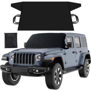 EcoNour Jeep Windshield Snow Cover | Durable 600D Oxford Fabric Winter Car | Windshield Ice Cover for Jeep Wrangler, Bronco, Gladiators | X-Small