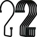 12Pcs S Hooks for Hanging, 4 inch Heavy Duty Large S Hooks, Reversible Black Metal S Shaped Hooks for Kitchen, Bathroom, Garden, Indoor, Outdoor