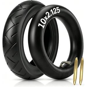 ELVANO 10×2.125 Electric Scooter Tire & Tube Set, High-performance Wear-resistant Pneumatic Tire, Replacement Tube with 90° Bent Valve and 2 Tire Levers, 10 Inch Fits 6" Rims (1-Set)