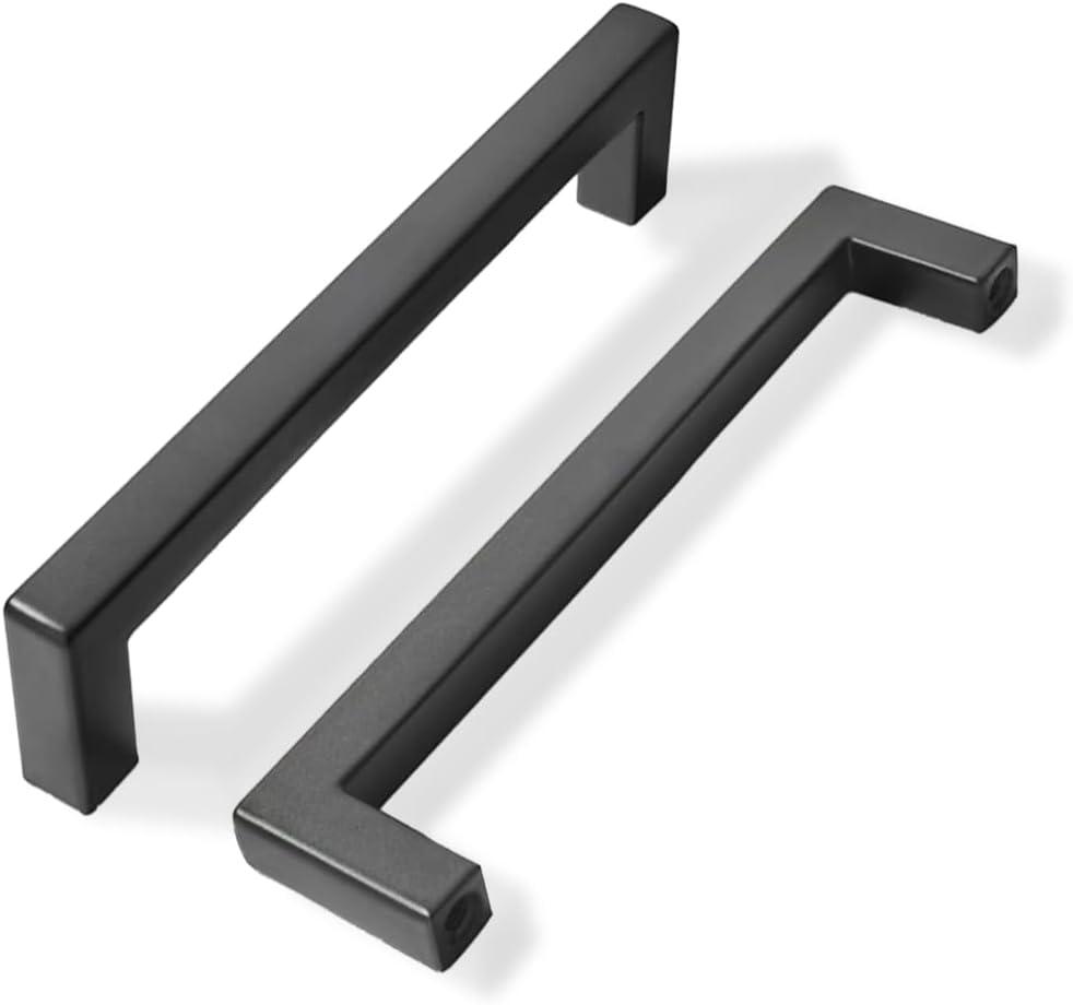 Khtumeware 30 Pack 5 inch Center to Center Solid Black Cabinet Pulls Square Bar Drawer Handles Cabinet Handles Matte Black Drawer Pulls Kitchen Cabinet Hardware