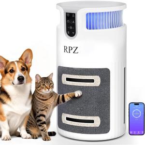 RPZ Smart Air Purifier Pets Large Room HEPA Air Cleaner Cat Dog Homes Filters Pet Hair and Dander Washable Filter WiFi Control Sleep Mode Timer 3 Speeds Quiet Cat Scratcher Fabric Design