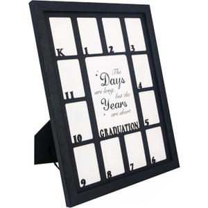 School Picture Frame K-12 Graduation Photo Collage Black Frame with Mat, Displays One 5"x7" Photo and Twelve 3" Pictures, Graduation Gift Souvenirs (11"x14")