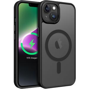 GaoBao Magnetic for iPhone 14 Plus Case, iPhone 14 Plus Phone Case, [Compatible with Magsafe] Slim Fit Shockproof Translucent Matte Women Men Girls Boys Protective Cover, Black