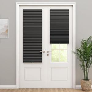 LazBlinds Cordless Cellular Shades for French Doors, No Drill French Door Blinds for Privacy, Blackout Light Blocking Honeycomb Shades for Sliding Doors Front Door Patio, 1 Pack, 28" W x 78" H, Black