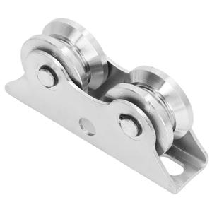 Groove Wheel, 5.12x1.3x2.36in Stainless Steel Sliding Gate Wheels V Groove Track Roller Rigid Caster Sliding Gate Double Roller Wheel V-Shaped Bracket Roller for Swing Sliding Gate