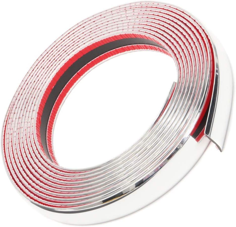 25mm x 5metre (1inchx16feet) Weight:2 lb Car Chrome Moulding Trim Strip Decoration Tape Sticky - Bumper Door Guard Protection