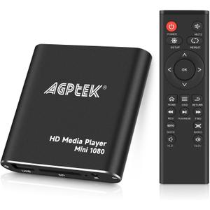 HDMI Media Player, Black Mini 1080p FullHD Ultra HDMI Digital Media Player for MKV/RM HDD USB Drives and SD Cards