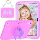 Case for iPad (A16) 11th Generation 2025 11-Inch/10th Generation for Kids Girls,iPad Cover 10th Gen 10.9 inch 2022 Shockproof Protective with Unicorn Stand & Shoulder Strap (Pink+Purple)