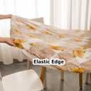 Pioggia Oval Vinyl Fitted Tablecloth with Flannel Backing Elastic Table Cloth Waterproof Oil-Proof Plastic Table Cover (Sunflower, Best for Up to 42" x 60")