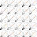2200K G40 LED Light Bulbs Replacement, 1W E12/C7 Screw Base Socket Glass Globe Warm White Light Bulbs for Indoor Outdoor String Lights 25 Pack