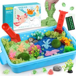 Kaelinda Axolotl Sensory Bin for Kids - Axolotl Toys Sand Sensory Bin with Lid, Art and Craft Axolotl Gifts Sensory Bin Sand for Kids Boys Girls 3-12 years old Birthday Christmas Gifts Kaelinda Axolotl Sensory Bin for Kids - Axolotl Toys Sand Sensory Bin with Lid, Art and Craft Axolotl Gifts Sensory Bin Sand for Kids Boys Girls 3-12 years old Birthday Christmas Gifts