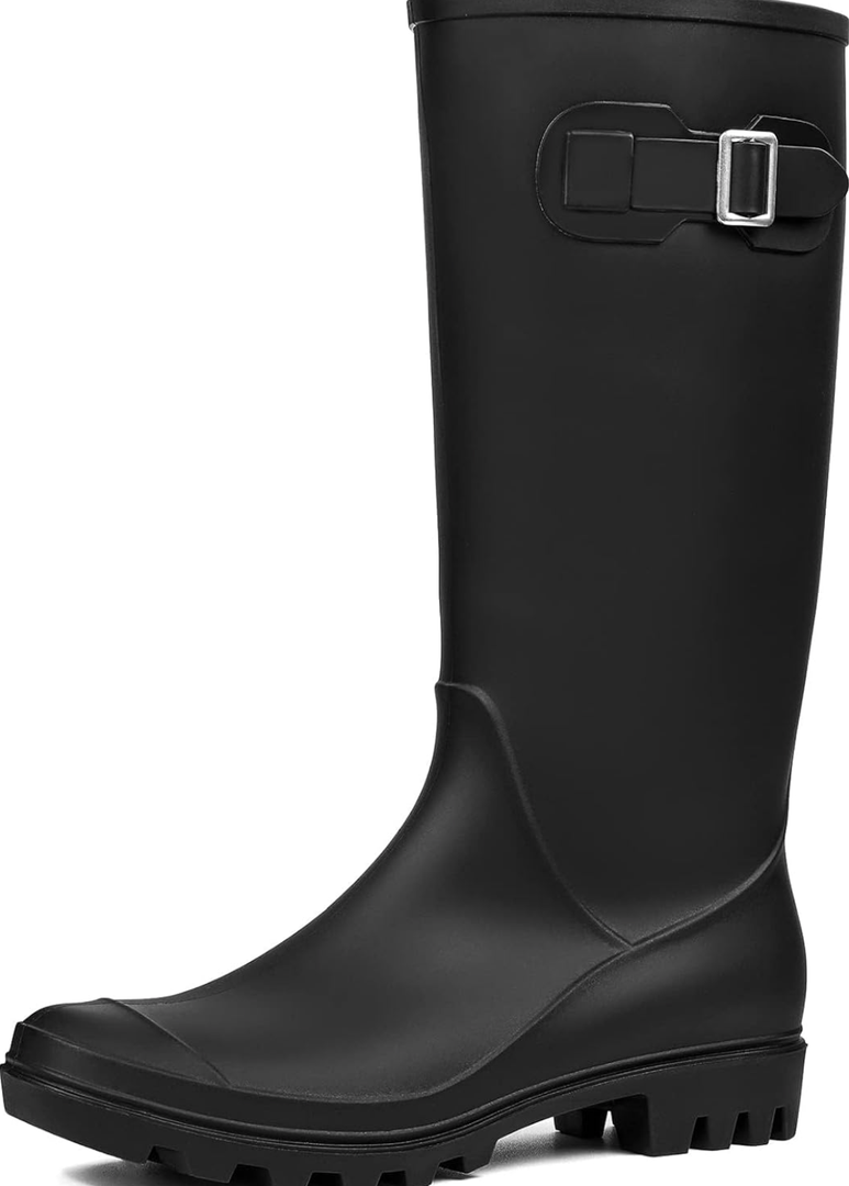 DKSUKO Women's Tall Rain Boots Garden Boots Waterproof Wellington Rubber Boots 8