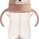 Munchkin Any Angle Spill Proof Weighted Straw Trainer Cup, Transition Sippy Cups for Toddlers and Babies, Click Lock Technology & Fun Dog Design, 10 Ounce, Brown