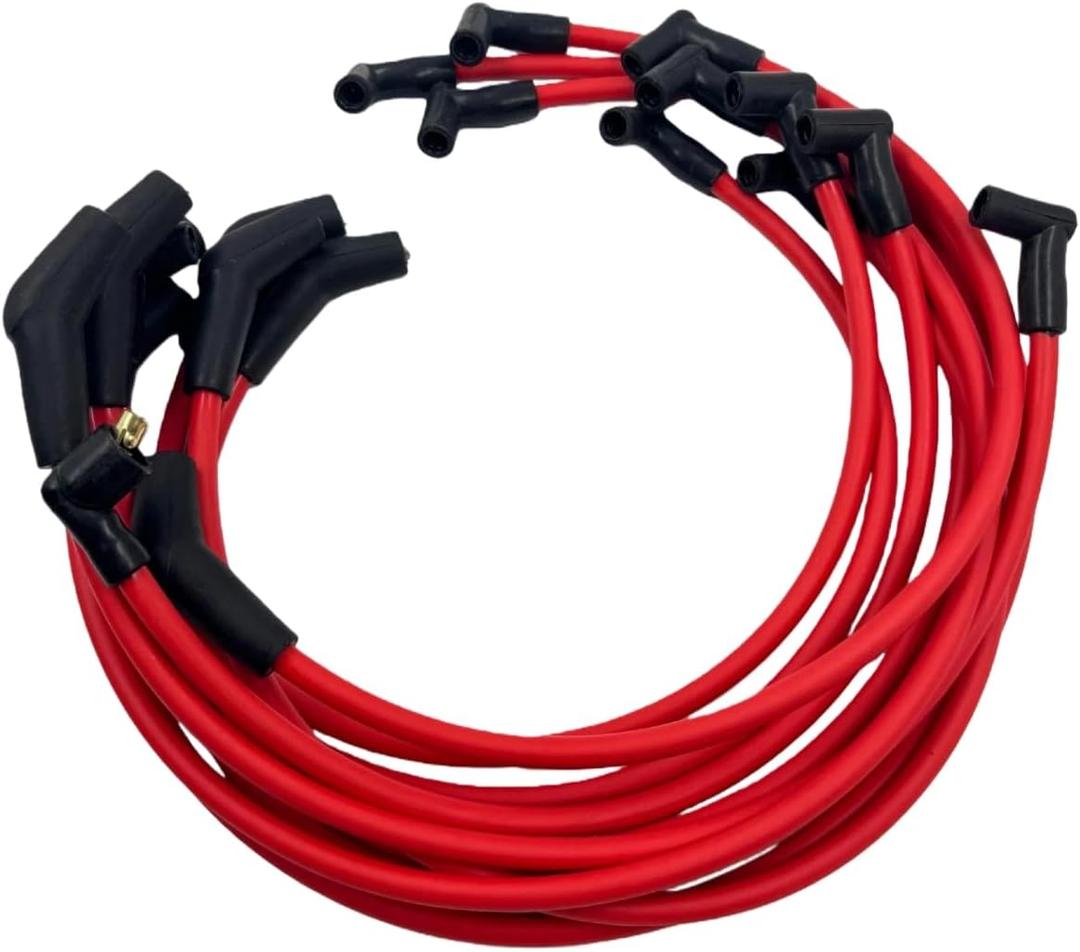 M12259C301 10Pcs 10.5mm Red Spark Plug Wires Set Fit for Ford F-150 F150 1979-1995 Mustang 1964-1995