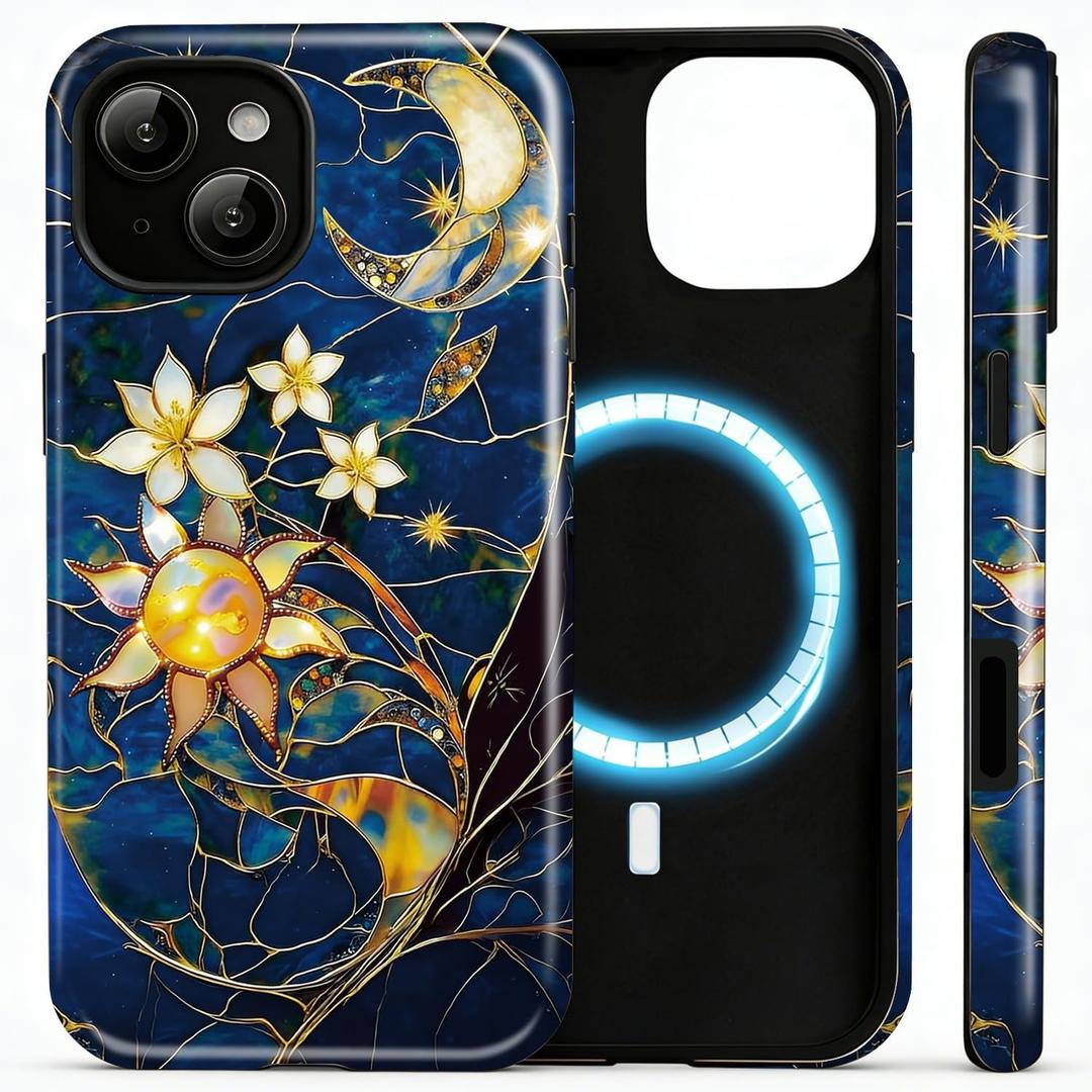 Magnetic for iPhone 13 Pro Max Case Cute - Wireless Charging Compatible - Dual-Layer Hard Shell + Silicone Cover - Aesthetic Protective Phone Case for Women-Mystique Stars