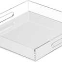 Acrylic Tray 15x15 with Cut Handles - Spill Proof Decorative Tray is an Ideal Countertop Organizer for Living Rooms, Ottoman Coffee Tables, Offices, Kitchens & Serving Guests