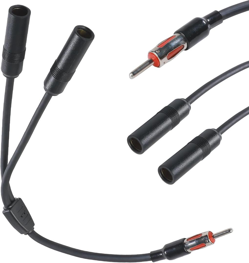 SCUARI Car Antenna Adapter,Antenna Adapter for Car Stereo,Car Accessories 1 Male to 2 Female Y Antenna Cable,Radio Antenna Extension,Car GPS Navigation System Antenna Extension Cable,Fits Most Cars