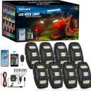 Nilight RGBW LED Rock Lights Kit, 8 Pods 22LED Wide Angle Remote & Bluetooth App Dual Control with Music Modes Multicolor Underglow Neon Wheel Well Light Fit for ATV UTV SUV Offroad Truck RZR Boat