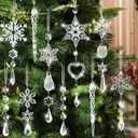 Crystal Ornaments Christmas Tree Decorations - 21pcs Christmas Tree Ornaments Sparkling Dazzling Festival Party Decoration Crystal Snowflake Design Hanging Ornament Holiday Season Home Decor (Transparent)
