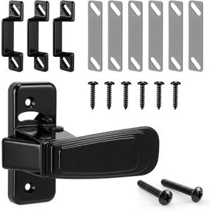 Storm & Screen Door Latch Repair Kit Includes Interior Latch, 1/4 3/8 1/2 Inch Strike Plates, Screws & Shims Complete Door Latching & Alignment Fix for Storm and Screen Doors(Black)