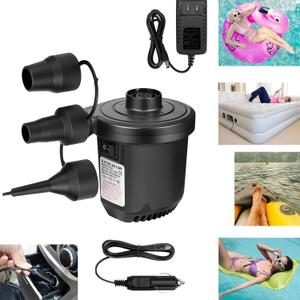 Inflatables Air Pump for Air Mattress with 3 Nozzles, Quick Fill Inflator Deflator Air Pump Perfect for Outdoor Camping Inflatable Boat Blow Up Pool Water Toy Car Air Bed Swimming Ring