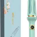 Automatic Hair Curler, Self-Rotating Curling Iron 1.25 inches, 32mm Beach Waves Curling Wand, 8 Temperature Options, Extended Barrel for Long Hair, Green