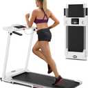 3.0 HP Foldable Portable Folding Small Treadmills for Home Office with 300 LBS Capacity, Walking Running Exercise Electric Compact Treadmill with LED Display, white